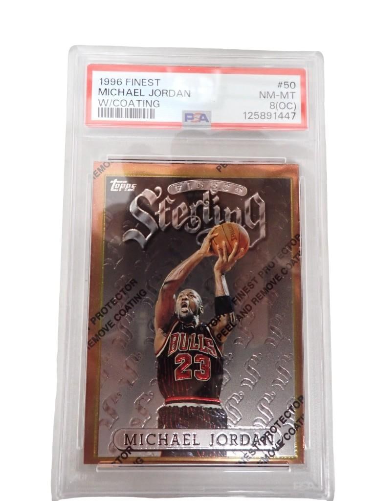 1996 Finest Michael Jordan w/ Coating #50  PSA Graded 8(OC) NM-MT Basketball Card 125891447 (1 of 5)
