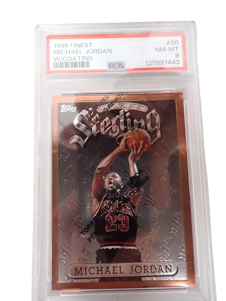 1996 Finest Michael Jordan w/ Coating #50  PSA Graded 8 NM-MT Basketball Card 125891443 (1 of 6)