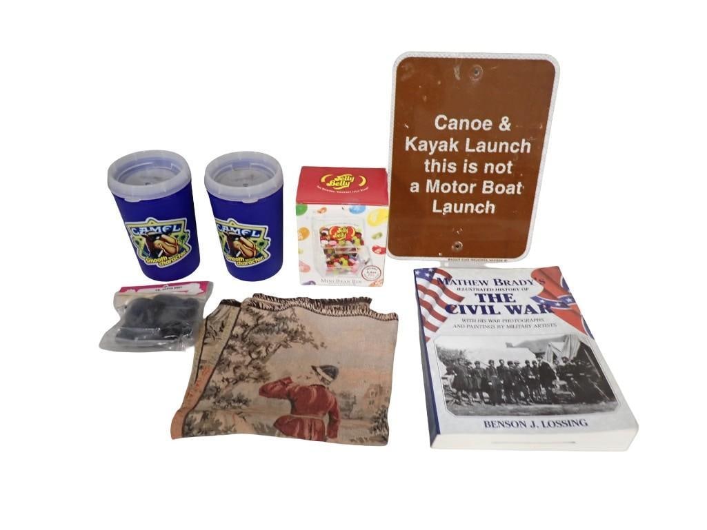 Collectibles Lot incl Joe Camel Drinking Glasses, Boat Launch Sign, Santa Claus Doll Boots (1 of 7)