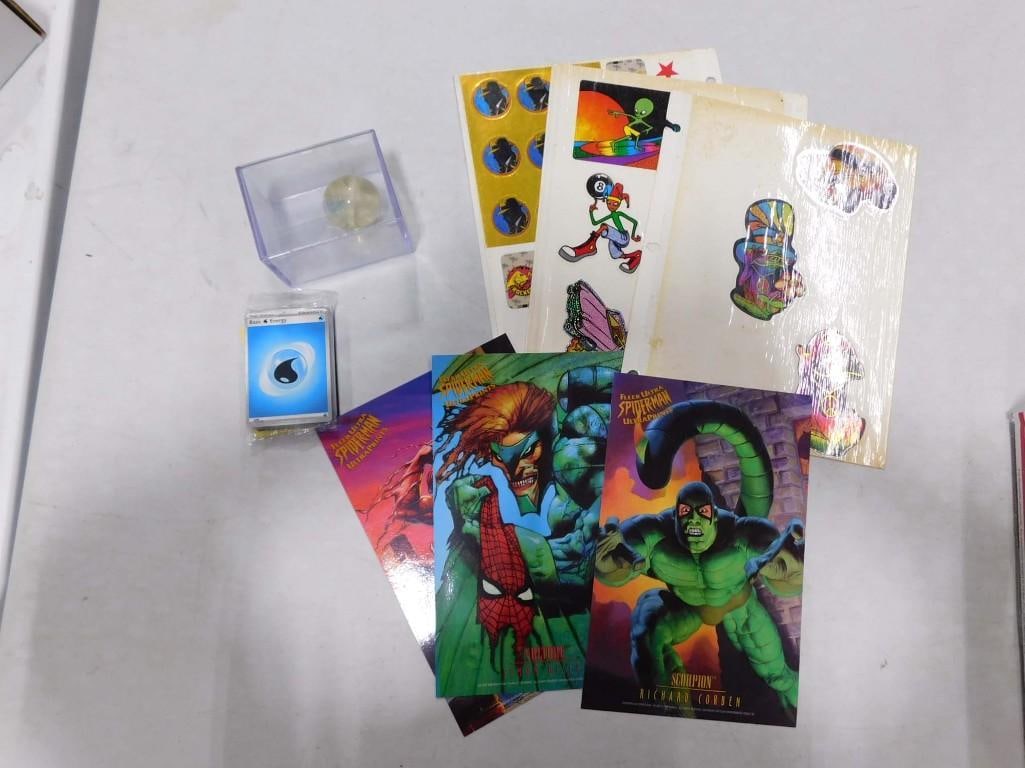 Misc. lot including Stickers, Fleer Ultra Spider-Man Prints, Dick Tracy, Psychedelic Pokemon, etc (1 of 4)
