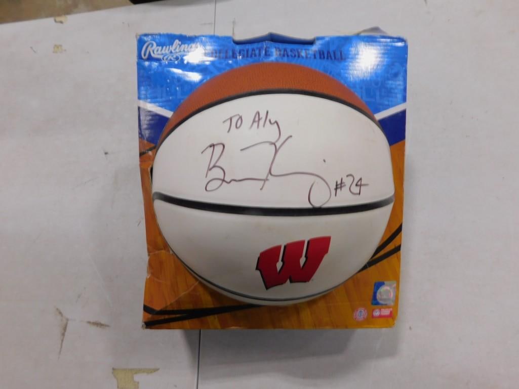 Autographed Wisconsin Badgers Basketball: Autographed Wisconsin Badgers Basketball All pictures are considered part of the description and should be examined carefully by bidders. Live Auctioneers is now offering Live Shipping through them. T
