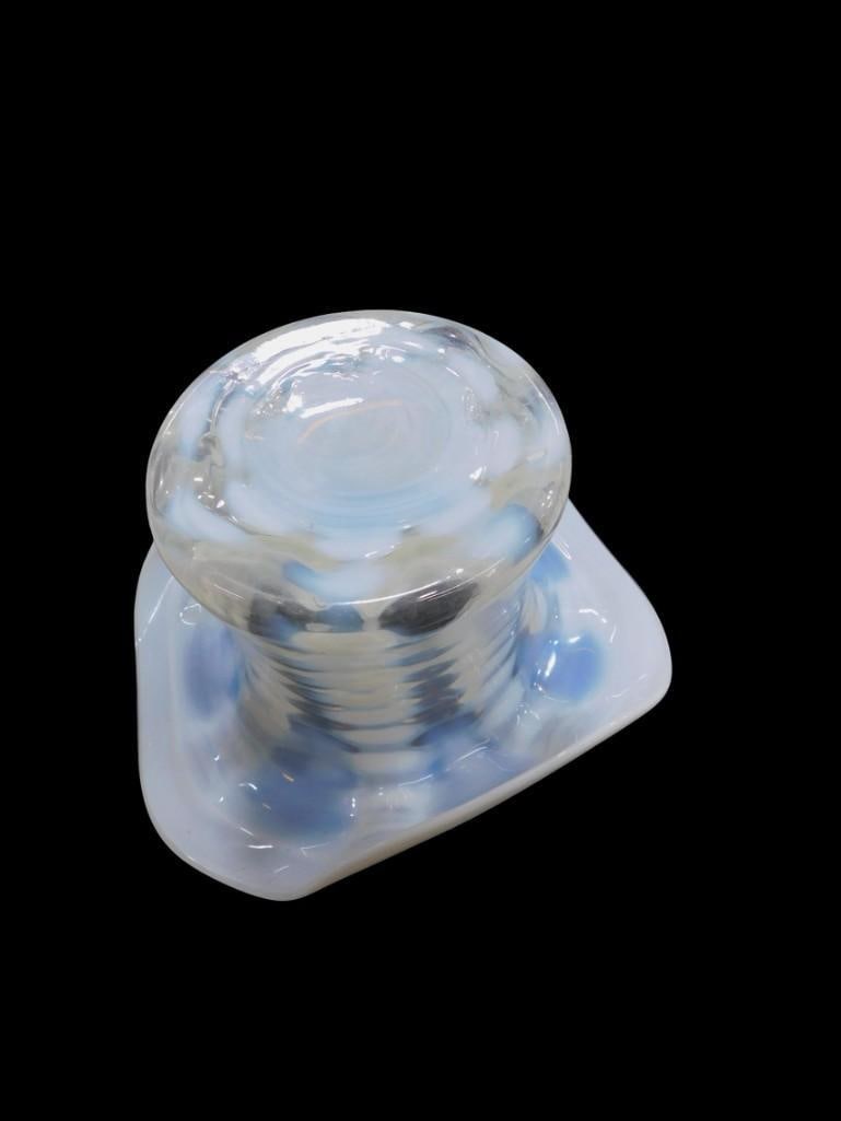 Art Glass Top Hat - roughly actual size of a top hat: Art Glass Top Hat - roughly actual size of a top hat - Possibly Fenton Opalescent Glass Hat Vase All pictures are considered part of the description and should be examined carefully by bidders. Live A