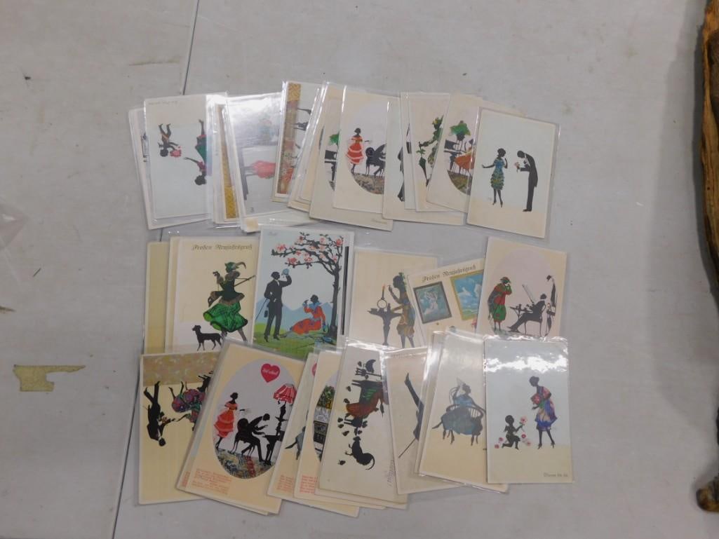 Lot of Vintage Art Deco Silhouette Postcards: Lot of Vintage Art Deco Silhouette Postcards All pictures are considered part of the description and should be examined carefully by bidders. Live Auctioneers is now offering Live Shipping through the