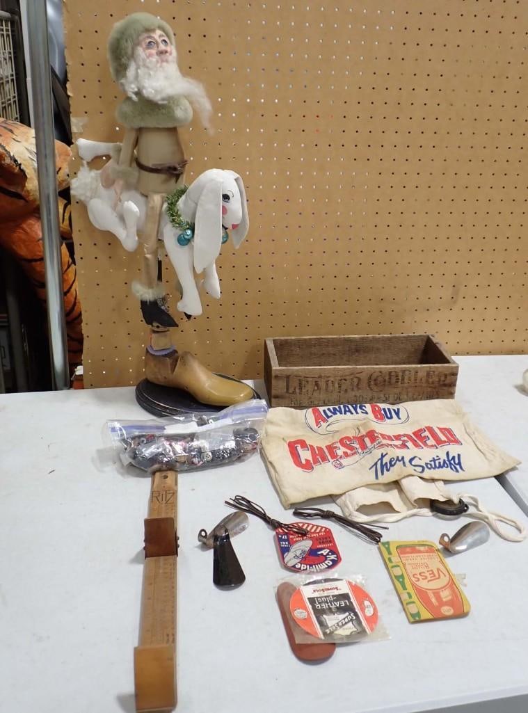 Santa Claus on Rabbit Shoe Statue, Vintage Chesterfield Cigarettes Apron, Vintage Smalls, Leader Cob (1 of 9)