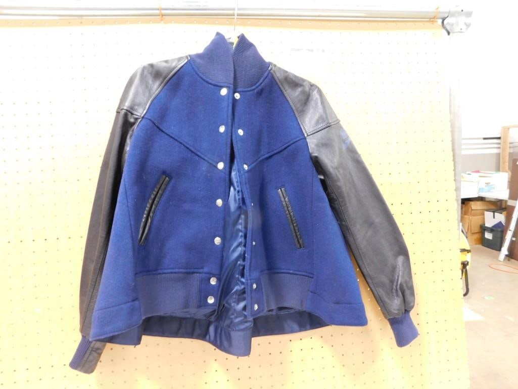 Leather and Wool Bomber Jacket Size S (1 of 5)