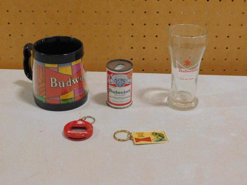 Budweiser Advertising Lot including Vintage, Mug, Bottle Opener Key Chains, Glass, etc (1 of 5)