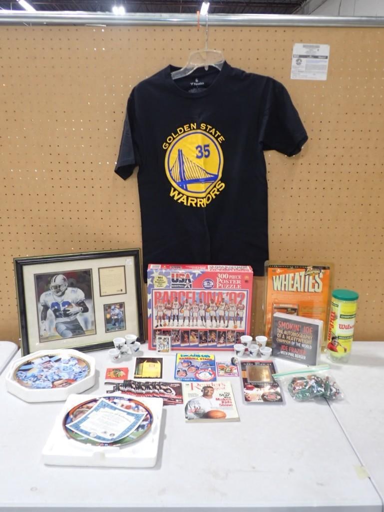 Sports Lot including Wheaties, Olympic Basketball US 2002 Barcelona Puzzle, Golden State Warriors (1 of 7)