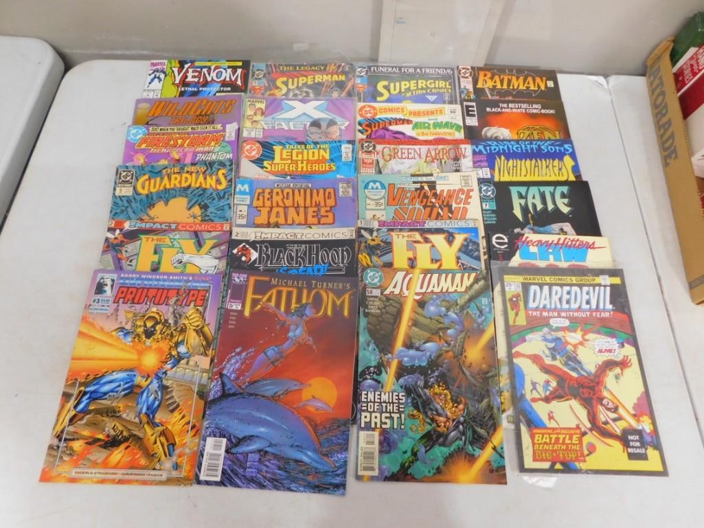 Comic Books including Venom, Superman, Supergirl, Batman, Fate, Fathom, Aquaman, Geronimo Jones, (1 of 9)