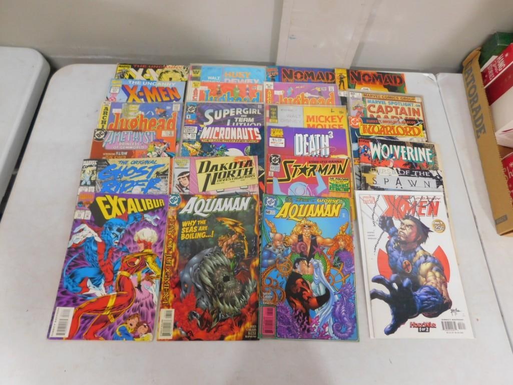 Comic Books including X-Men, Death3, Nomad, Excalibur, Ghost Rider, Jughead, Aquaman, Spawn, etc: Comic Books including X-Men, Death3, Nomad, Excalibur, Ghost Rider, Jughead, Aquaman, Spawn, etc All pictures are considered part of the description and should be examined carefully by bidders. Live A