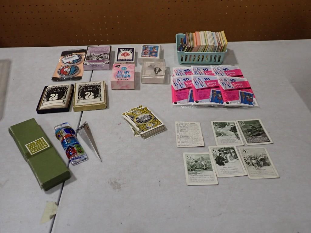 Misc. lot including Trading Cards and Games, All My Children, Great Women, Barbie, Art Glass mezuzah (1 of 9)