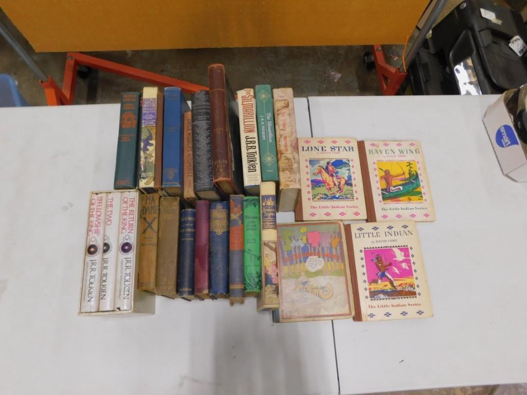 Lot of Vintage Books including Robin Hood, Tolkien, Ben Hur, Tarzan, other Classics, etc.: Lot of Vintage Books including Robin Hood, Tolkien, Ben Hur, Tarzan, other Classics, etc. All pictures are considered part of the description and should be examined carefully by bidders. Live Auctione