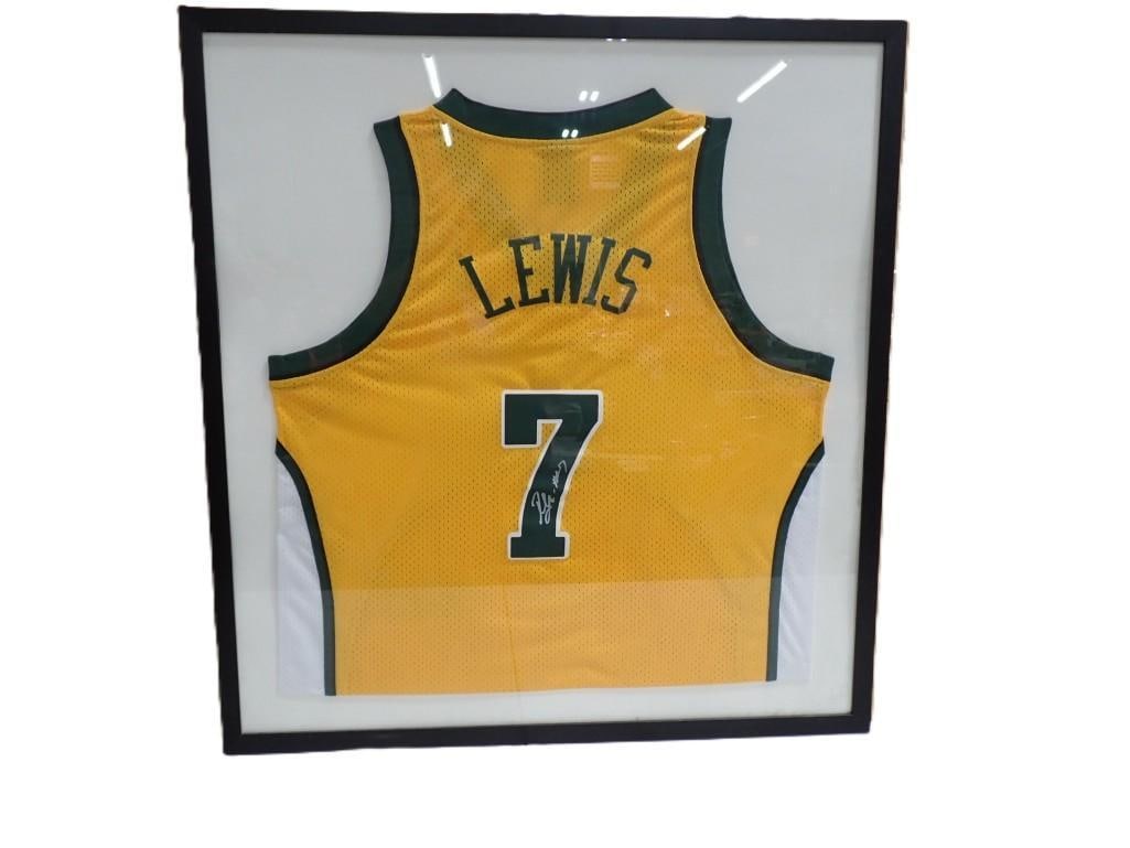 Custom Framed Seattle Sonics Autographed Rashard Lewis Swingman Jersey (1 of 4)