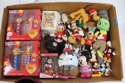 Walt Disney Mickey and Minnie Mouse Lot including Pez, Ornaments, Metal Minnie Bobber/Bouncer,
