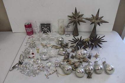 Lot of Crystal and Glass Christmas Ornaments