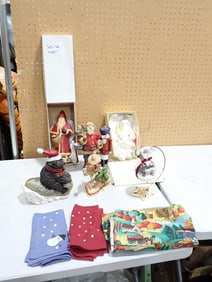 Winter / Christmas Decor including Figures, Cloths, Santa Clauses, Toy Soldier, Bear, etc.