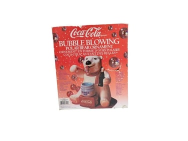 Coca Cola Bubble Blowing Polar Bear Ornament with Box