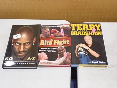 3 Autographed Books including Mike Tyson, Kevin Garnett, Terry Bradshaw - No COAs