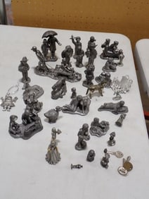Large Lot of Pewter Figures including many that are signed