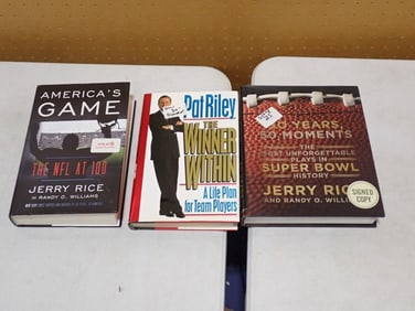 Lot of Autographed Hardcover Books - Two from Jerry Rice, and a Pat Riley