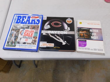 Autographed Chicago Bears Books including Water Payton Books (Signed by Connie) and Dick Butkus