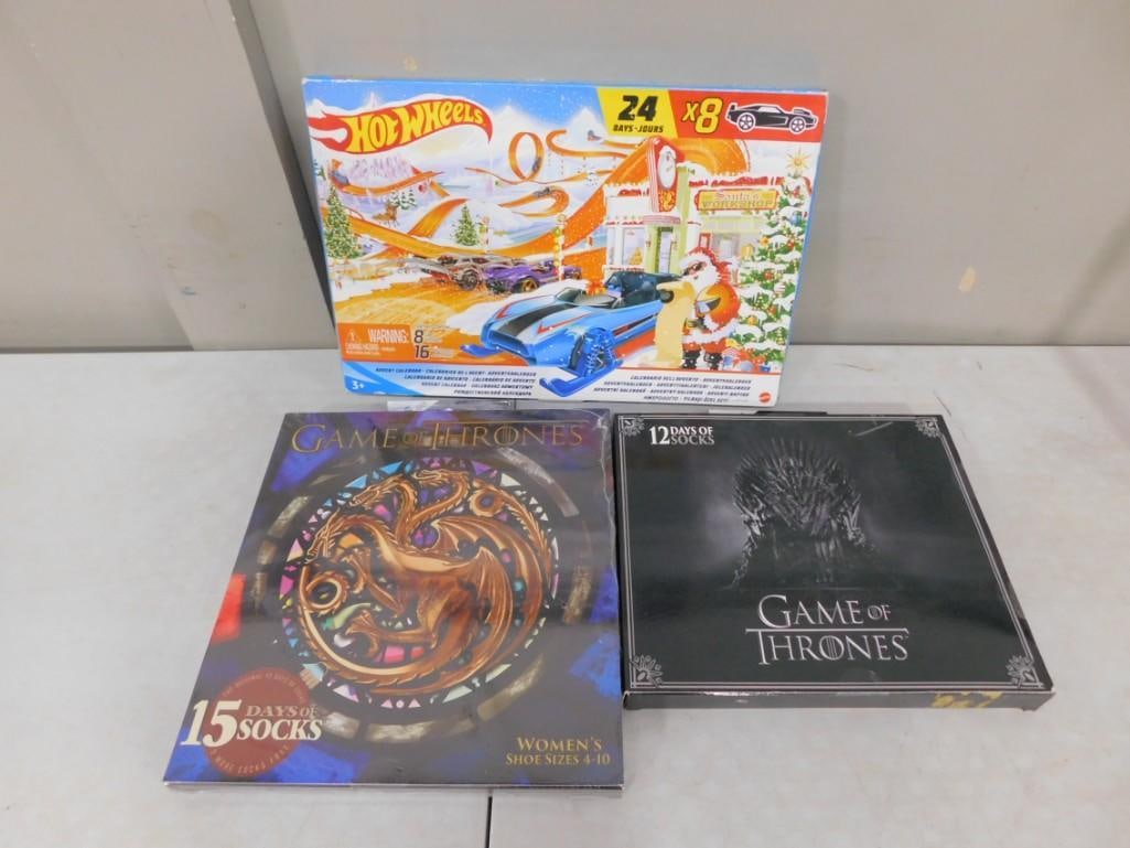 Game of Thrones 12 Days of Socks Men, Women, Hot Wheels Advent Calendar Lot (1 of 5)