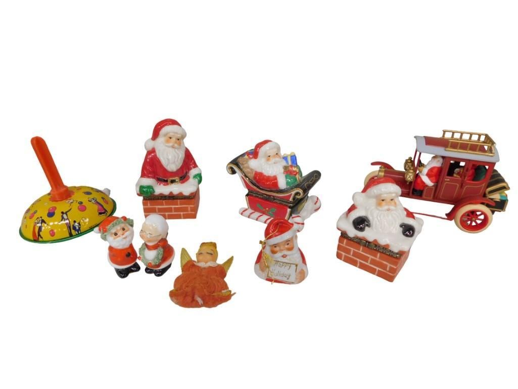 Dept. 56 Christmas Porcelain Trinket Boxes, Vintage Ornaments Lot (1 of 9)