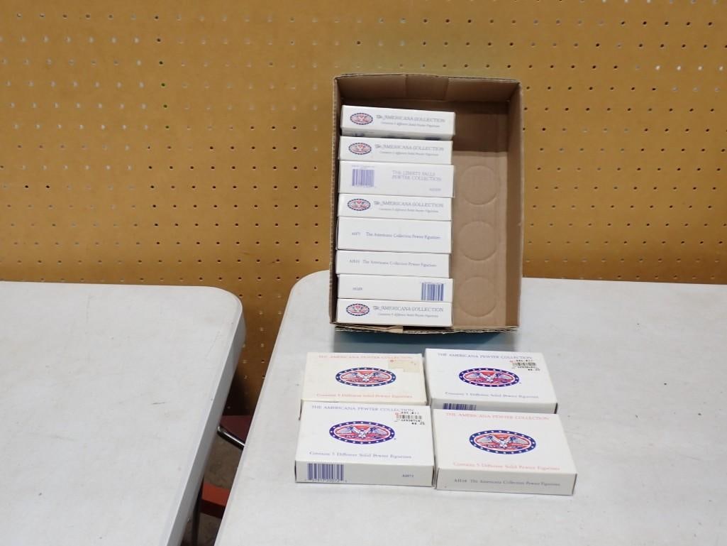 Lot of 12 Boxes of Americana Pewter Collection Figurines - each box has 5 pieces (1 of 5)