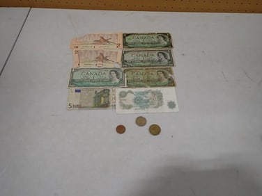 World Currency including Canadian, Euro, England Pound, Coins, etc.