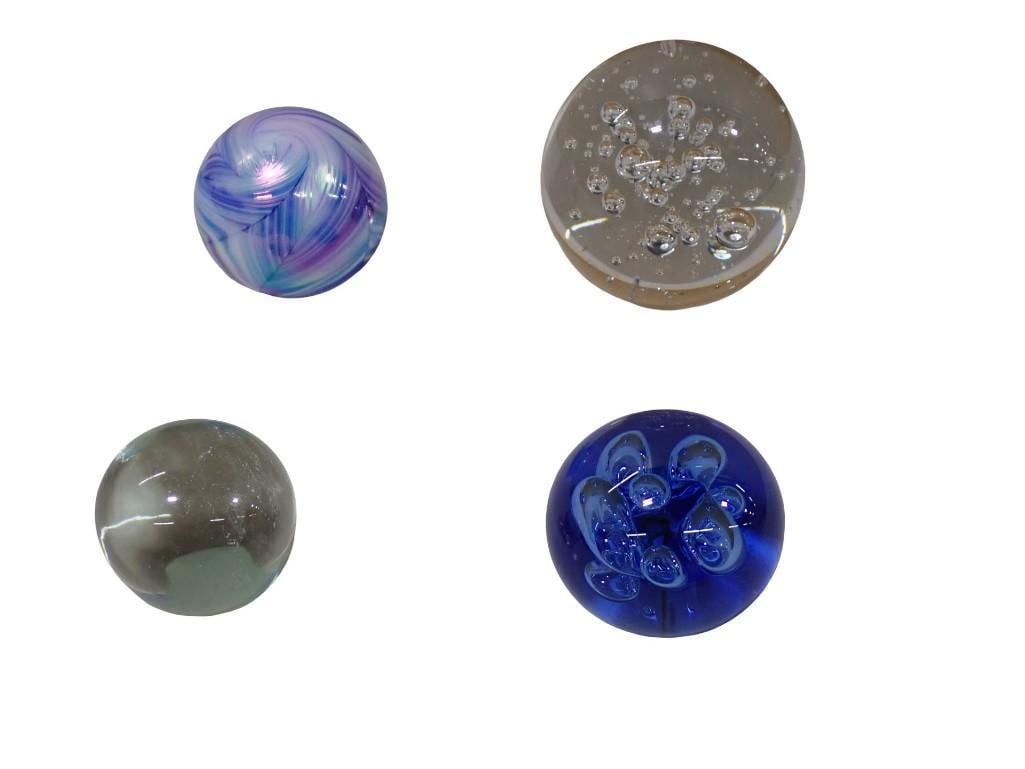 Lot of 4 Art Glass Paperweights including a signed on "Karg": Lot of 4 Art Glass Paperweights including a signed on "Karg" All pictures are considered part of the description and should be examined carefully by bidders. Live Auctioneers is now offering L