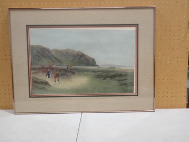 Framed Print - Doulas Adams "A Difficult Bunker" Golf Print - Conway Golf Club Wales