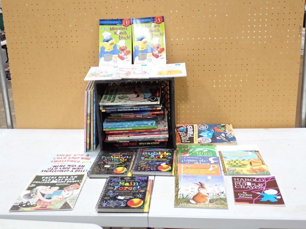 Lot of Children's Books, etc. Including Little Golden Books, Paper Planes, Origami, Scholastic,: Lot of Children's Books, etc. Including Little Golden Books, Paper Planes, Origami, Scholastic, Sesame Street, Art Activity Books, Harold and the Purple Crayon, etc. All pictures are considered pa