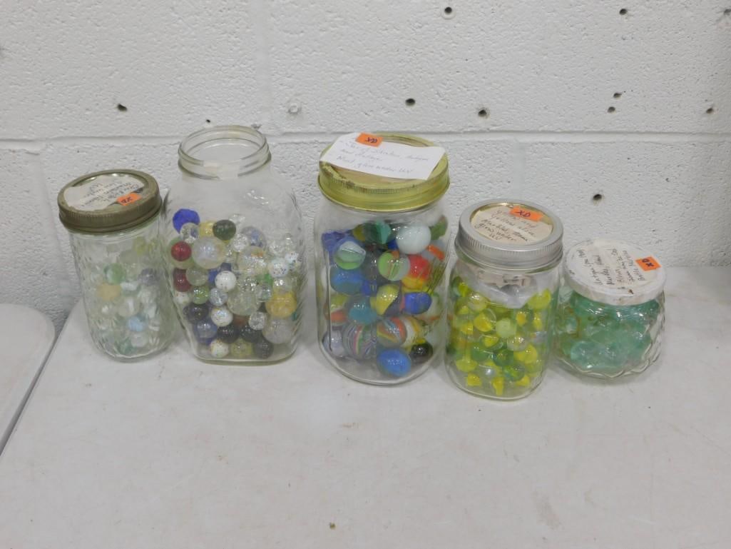 5 Jars of Assorted Marbles including a few that glow under black light (1 of 9)