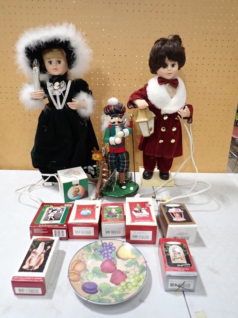 Christmas Lot including Large Animated Figures, Nutcracker, Hallmark Keepsake Ornaments, Plate (1 of 8)