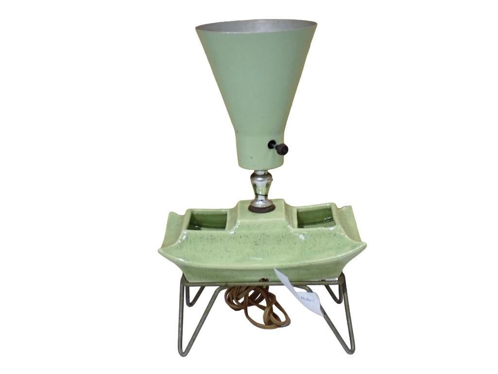 Mid Century Modern Desk Lamp / Planter in Mint Color: Mid Century Modern Desk Lamp / Planter in Mint Color - ceramic part has some damage - see last picture All pictures are considered part of the description and should be examined carefully by bidders.