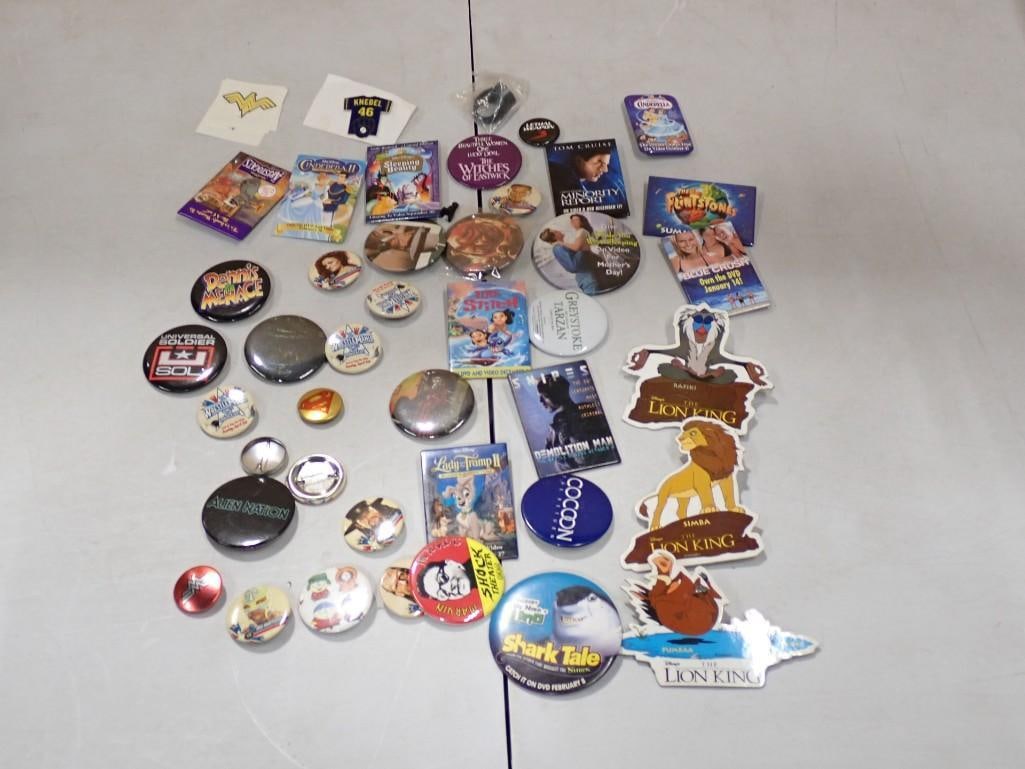 Lot of assorted Buttons, Magnets, Pins, etc. Including Wrestling, Walt Disney, Flintstones, South Pa (1 of 9)