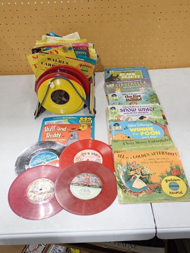 Lot of Vintage Vinyl Record Children's Books including Walt Disney, Black Beauty, Alice in Wonderlan (1 of 8)