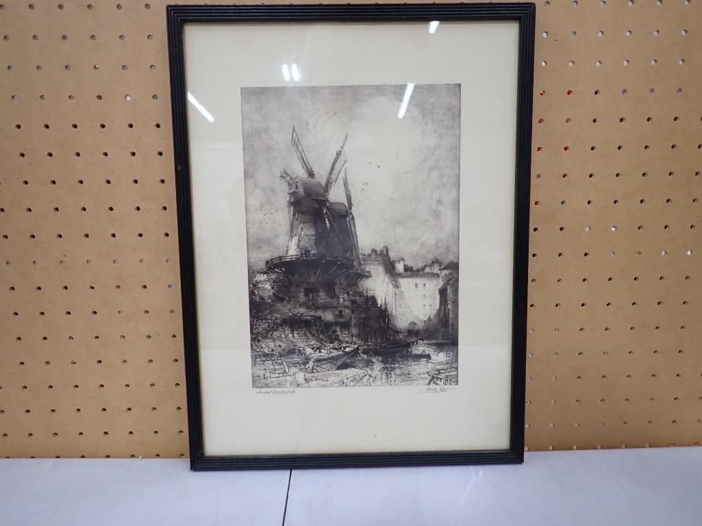Framed Hedley Fitton "Ancient Landmarks" Etching Print - Measures roughly 13x17" (1 of 5)