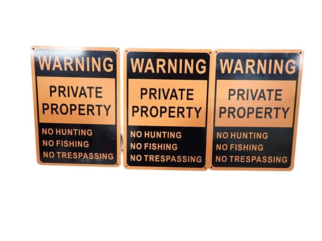 3 Warning Private Property Metal Signs (1 of 6)