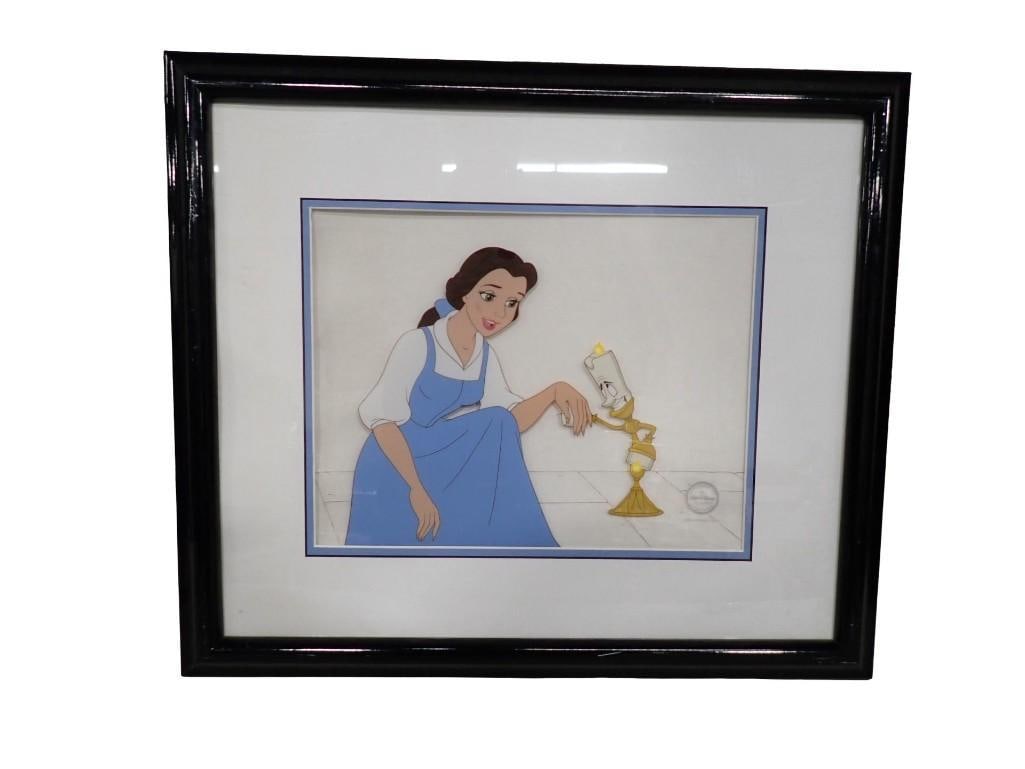 Framed Limited Edition Walt Disney Serigraph Cel Belle and Lumiere from Beauty and the Beast (1 of 5)