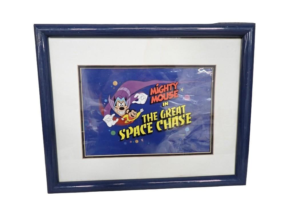 Framed Mighty Mouse and Harry - "The Great Space Chase" Original Production Cell from 1980 Viacom (1 of 5)