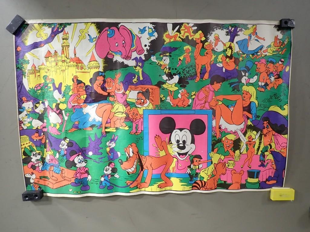 1960's Disney Wally Wood Blacklight Headshop Poster