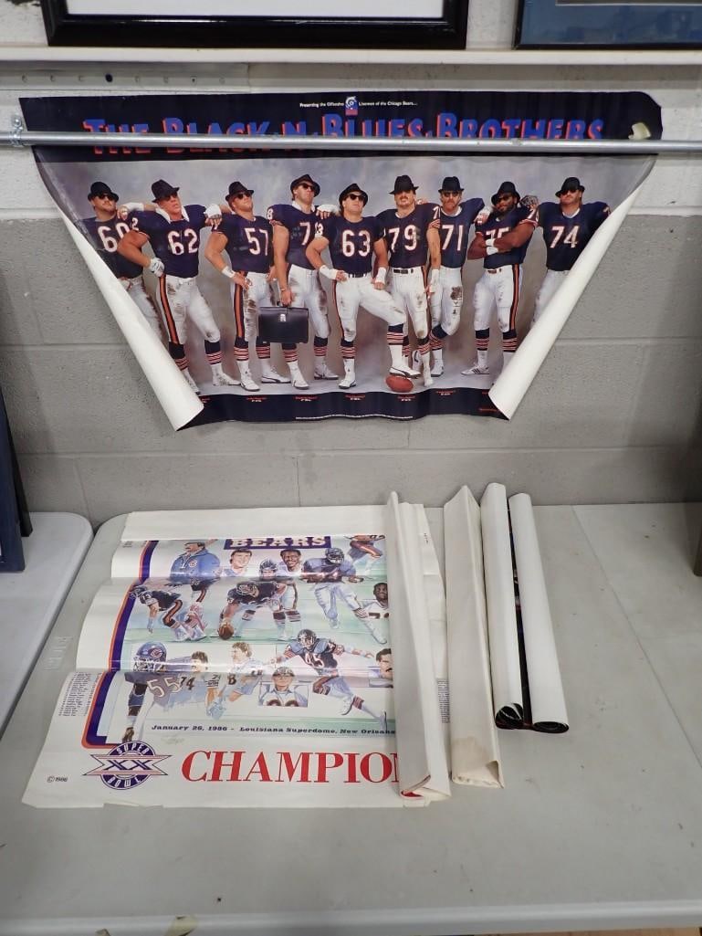Vintage Sports Posters including Chicago Bears, Michael Jordan Bulls, etc (1 of 6)