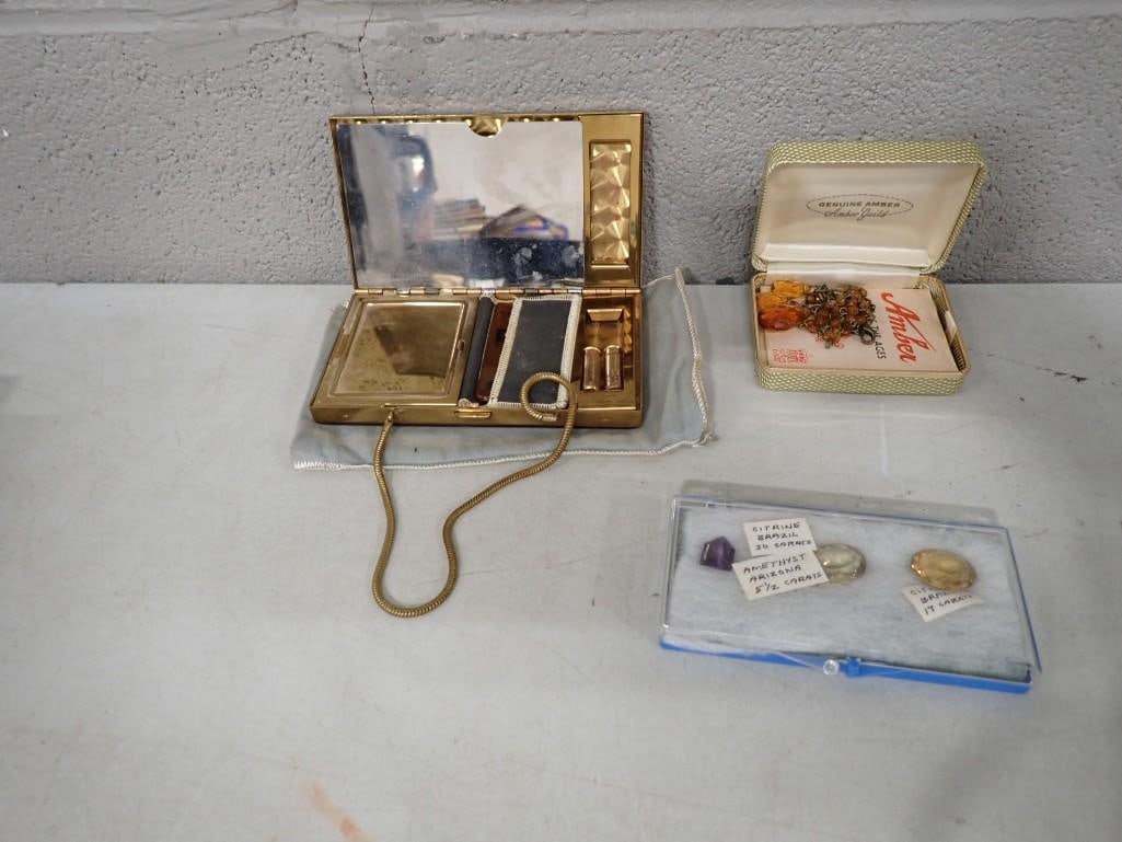 Lot of Amethyst, Citrine, Amber and vintage Compact Carryall Purse (1 of 5)