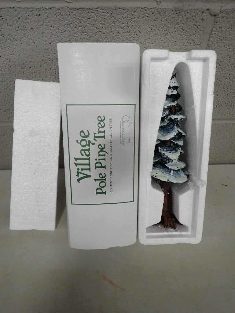 Department 56 Village Pole Pine Tree 10.5" Porcelain with Original Box (1 of 4)