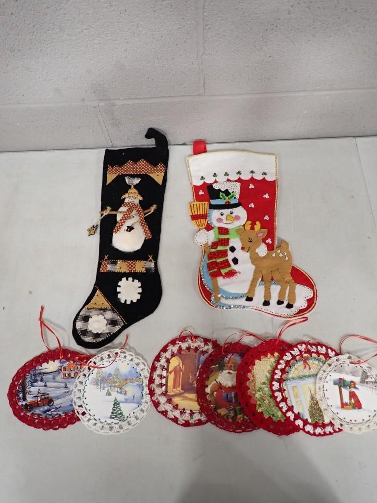 Christmas Decor Lot including Handmade Stockings, Ornaments (1 of 7)