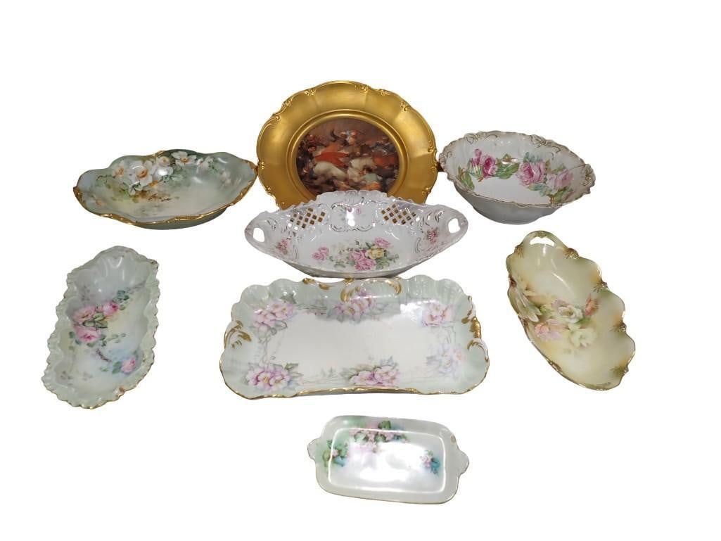 Lot of assorted China including Hand Painted, Bowls, Gold Gilt, Bavaria, Limoges, German, Austria, e (1 of 15)