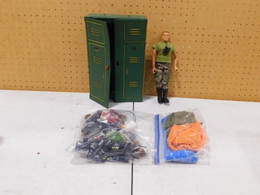 Vintage Hasbro 12" Action Figure with Locker, Accessories, and Clothes