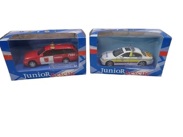 2 Hongwell Cararama Junior Rescue Series Model Vehicles incl Mercedes-Benz E Class Touring Bomberos