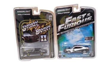 2 Greenlight Hollywood Die Cast Cars incl Smokey and the Bandit II and Fast & Furious New in Package