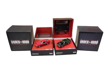 2 Greenlight Under the Hood Limited Edition Die Cast Model Cars incl 1968 Ford Mustang GT 2+2 Fastba